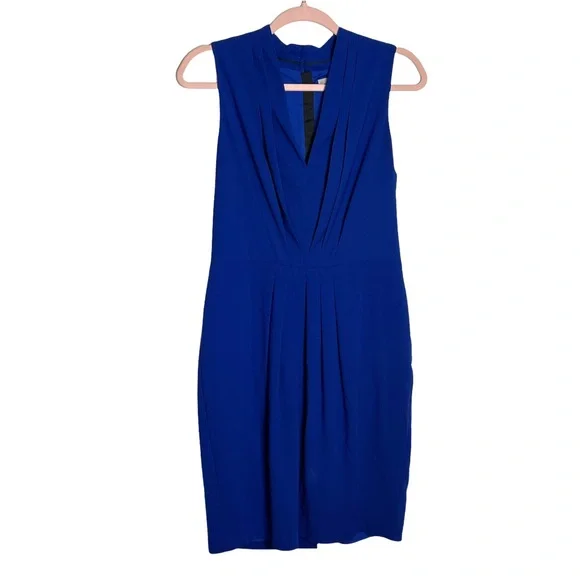 H&M cobalt blue V neck sleeveless ruched lined dress H&M cobalt blue V neck sleeveless ruched lined dress
